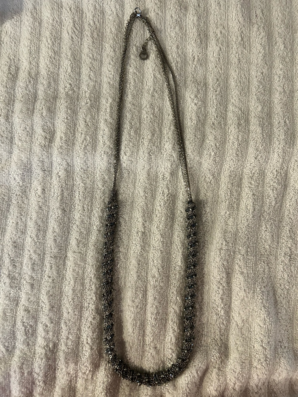 Sparkling Gunmetal Crystal Rope Necklace - Women Jewelry
